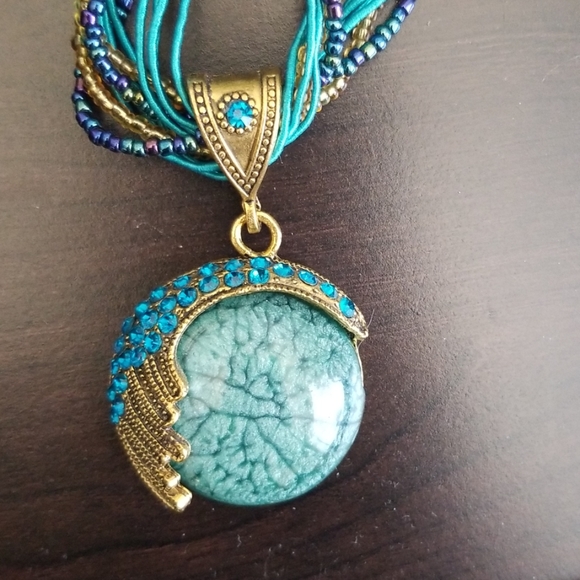 Aqua Necklace with beading - Picture 3 of 4